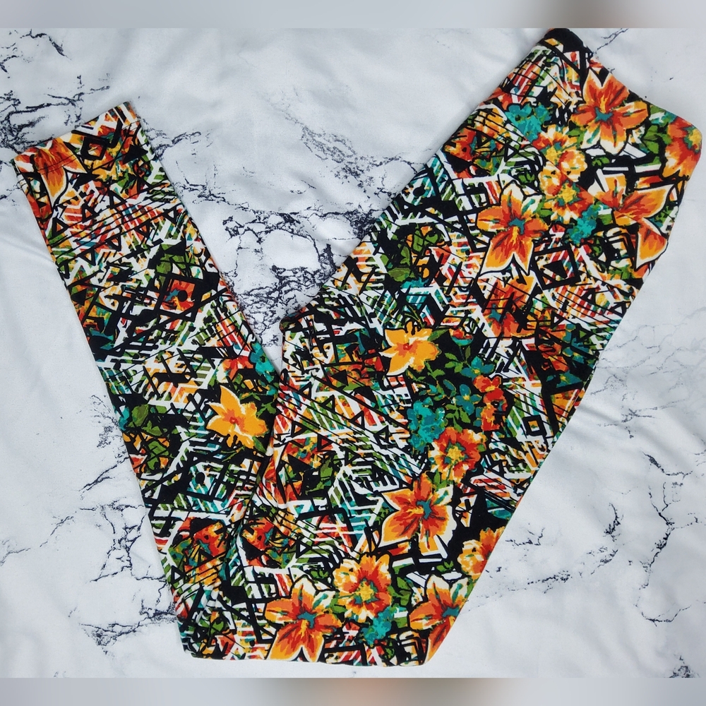 LuLaRoe Multi-Color Floral Geo Leggings